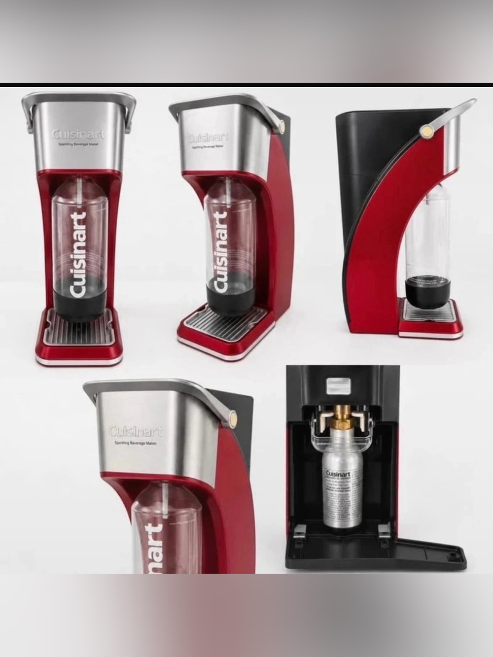 Cuisinart Sparkling Beverage Maker Red Silver w/ Bottle